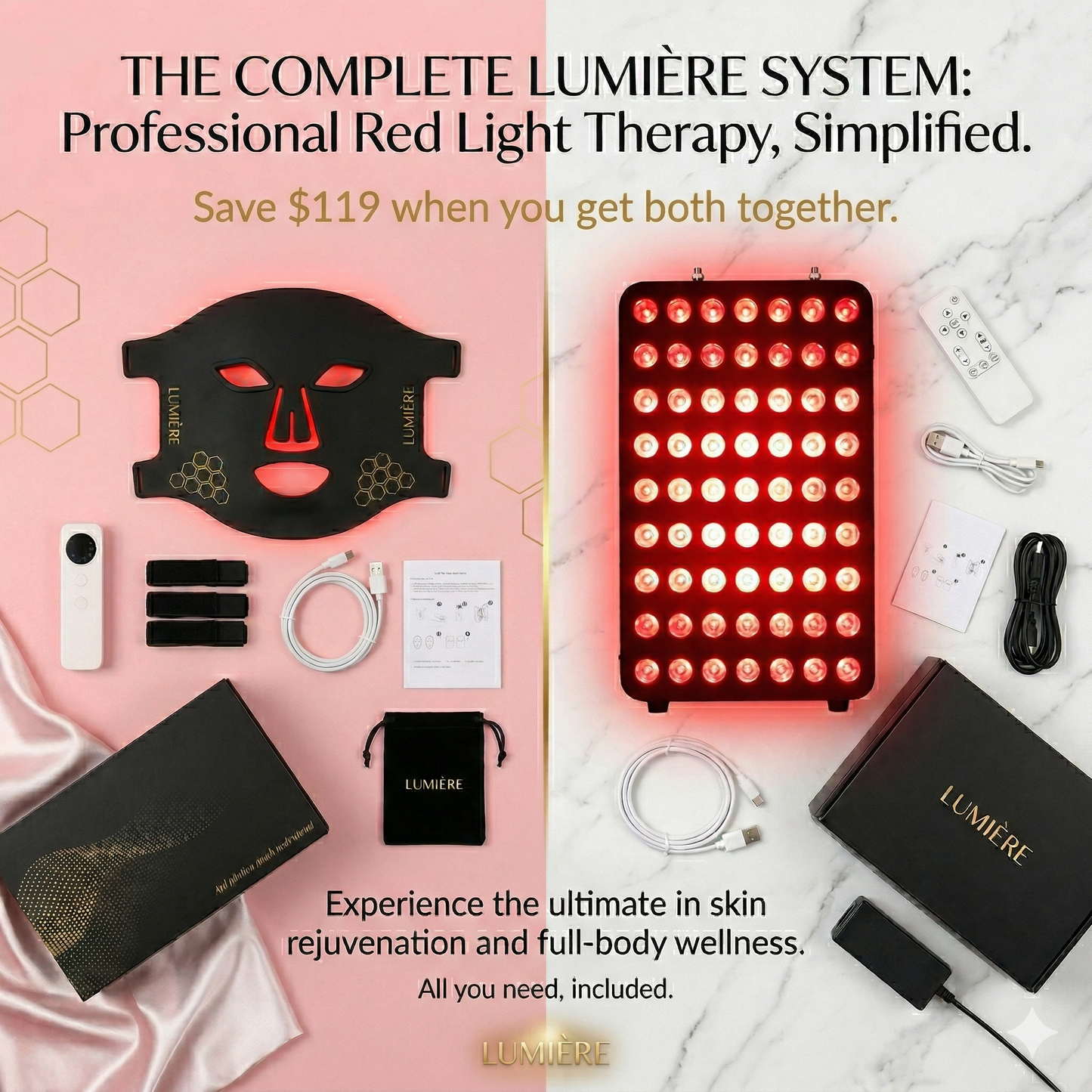 Red Light Therapy: Lamp & Mask Bundle